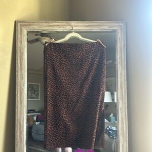 Loft Leopard print midi skirt in a large with a side slit.